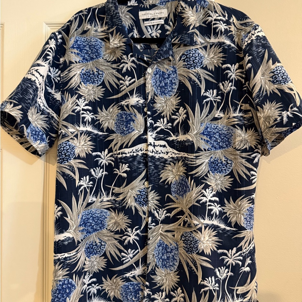Nickels Blue and White Casual Button Down Shirt